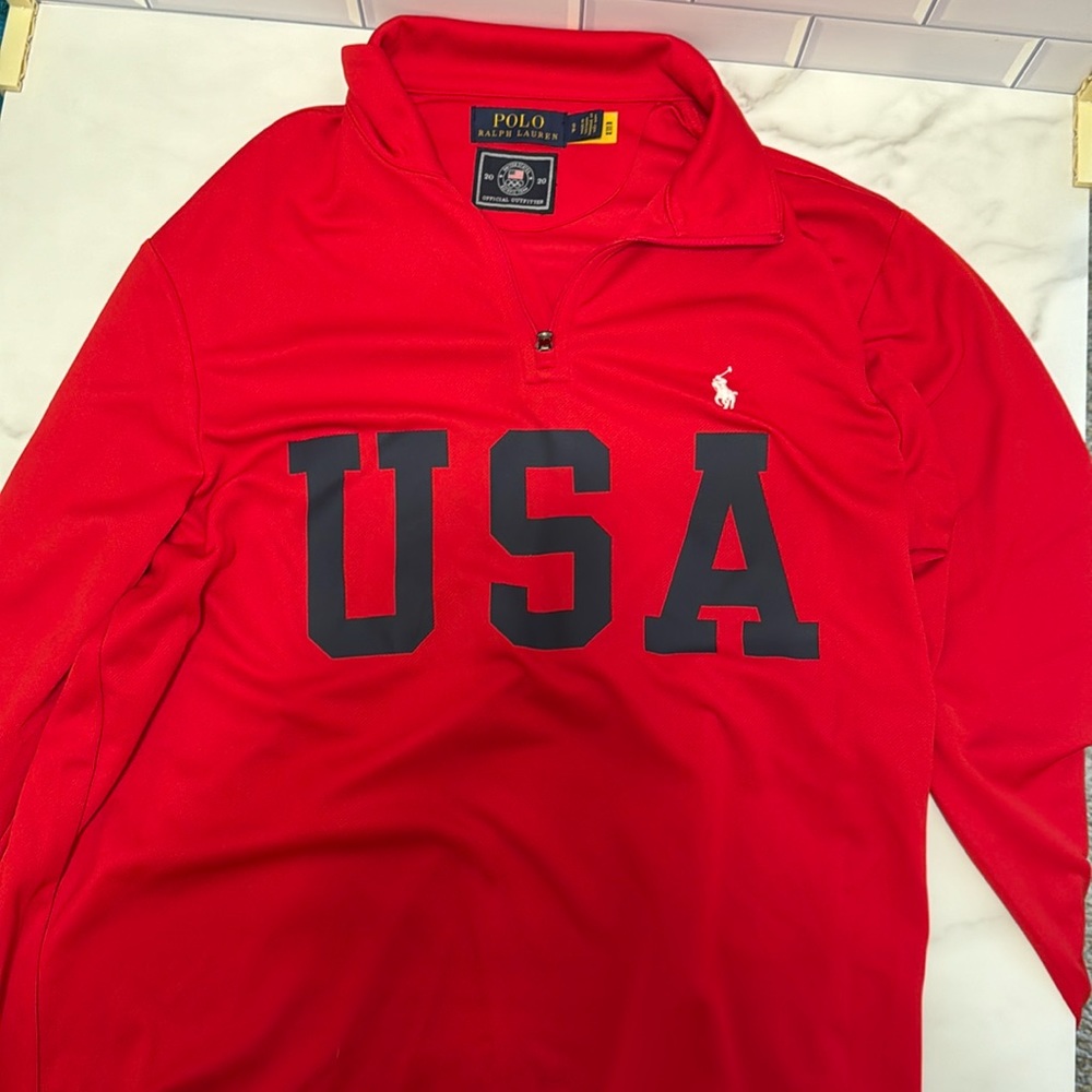 Polo Ralph Lauren official Team USA quarter zip. Red size small